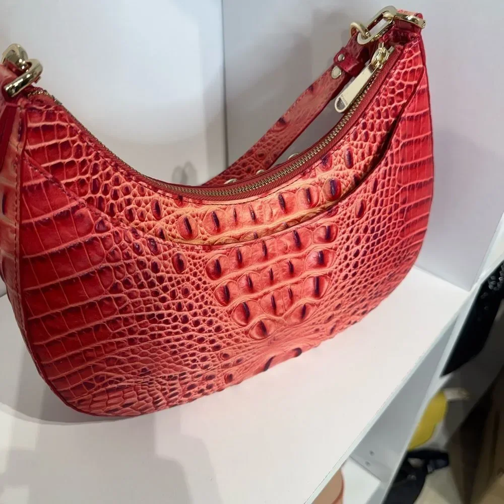 Brahmin small Becca, excellent condition Red Croc-Embossed Shoulder Bag